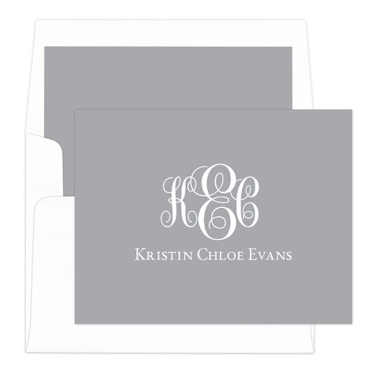 Colorful Fancy Script Monogram Folded Note Cards